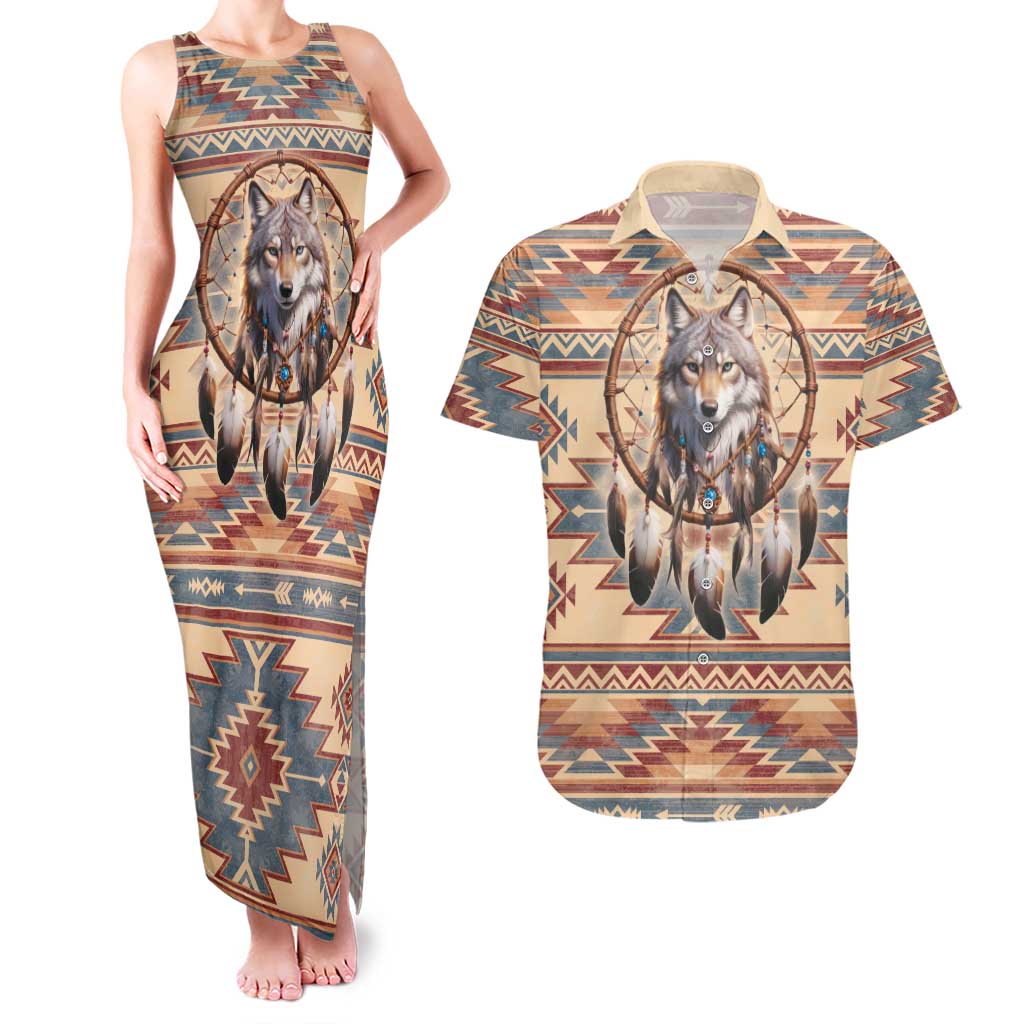 Indigenous Peoples Day Couples Matching Tank Maxi Dress and Hawaiian Shirt Native American Dream Catcher Wolf Tribal-inspired - Wonder Print Shop