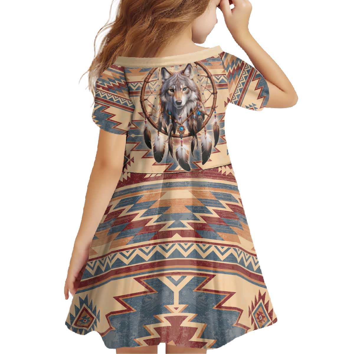 Indigenous Peoples Day Family Matching Off The Shoulder Long Sleeve Dress and Hawaiian Shirt Native American Dream Catcher Wolf Tribal-inspired - Wonder Print Shop