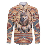 Indigenous Peoples Day Family Matching Off The Shoulder Long Sleeve Dress and Hawaiian Shirt Native American Dream Catcher Wolf Tribal-inspired - Wonder Print Shop