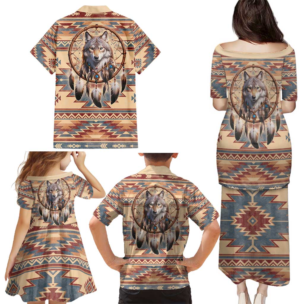 Indigenous Peoples Day Family Matching Puletasi and Hawaiian Shirt Native American Dream Catcher Wolf Tribal-inspired - Wonder Print Shop