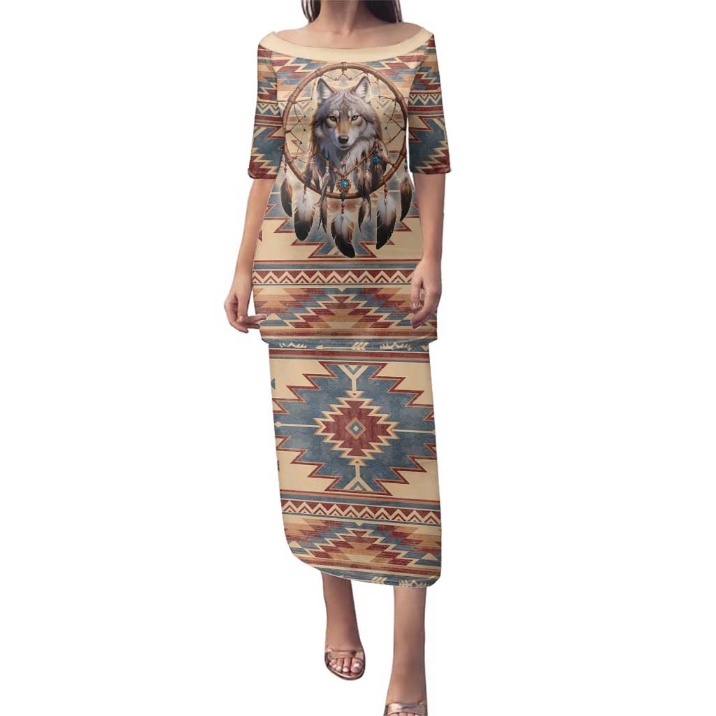 Indigenous Peoples Day Family Matching Puletasi and Hawaiian Shirt Native American Dream Catcher Wolf Tribal-inspired - Wonder Print Shop