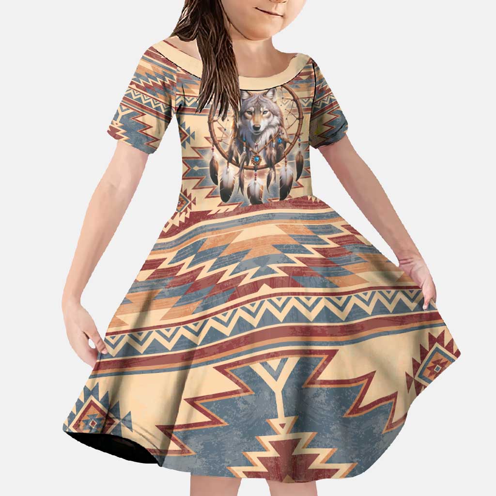 Indigenous Peoples Day Family Matching Short Sleeve Bodycon Dress and Hawaiian Shirt Native American Dream Catcher Wolf Tribal-inspired - Wonder Print Shop