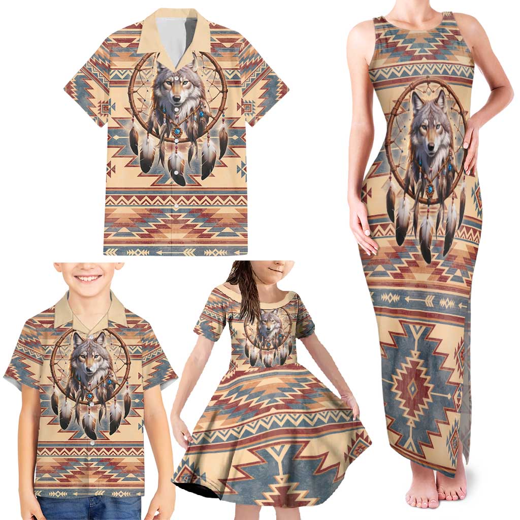 Indigenous Peoples Day Family Matching Tank Maxi Dress and Hawaiian Shirt Native American Dream Catcher Wolf Tribal-inspired - Wonder Print Shop