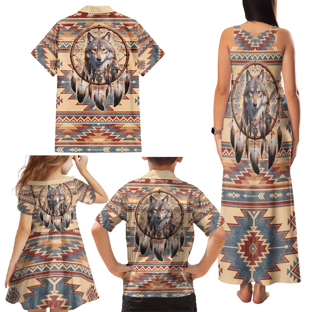 Indigenous Peoples Day Family Matching Tank Maxi Dress and Hawaiian Shirt Native American Dream Catcher Wolf Tribal-inspired - Wonder Print Shop