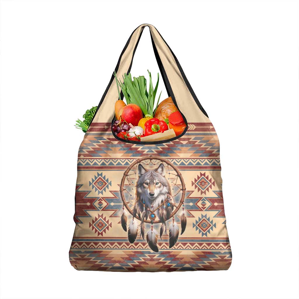 Indigenous Peoples Day Grocery Bag Native American Dream Catcher Wolf Tribal-inspired - Wonder Print Shop