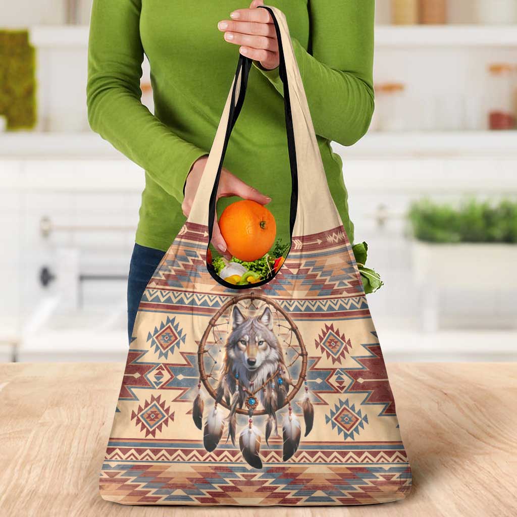 Indigenous Peoples Day Grocery Bag Native American Dream Catcher Wolf Tribal-inspired - Wonder Print Shop