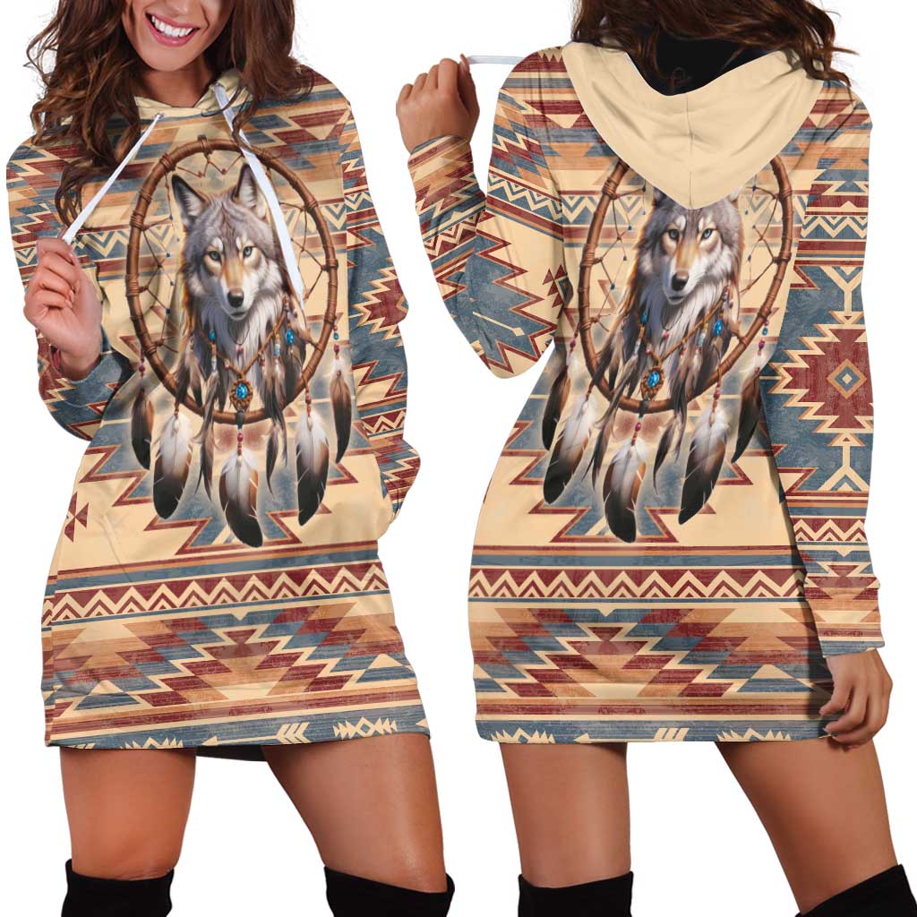 Indigenous Peoples Day Hoodie Dress Native American Dream Catcher Wolf Tribal-inspired - Wonder Print Shop