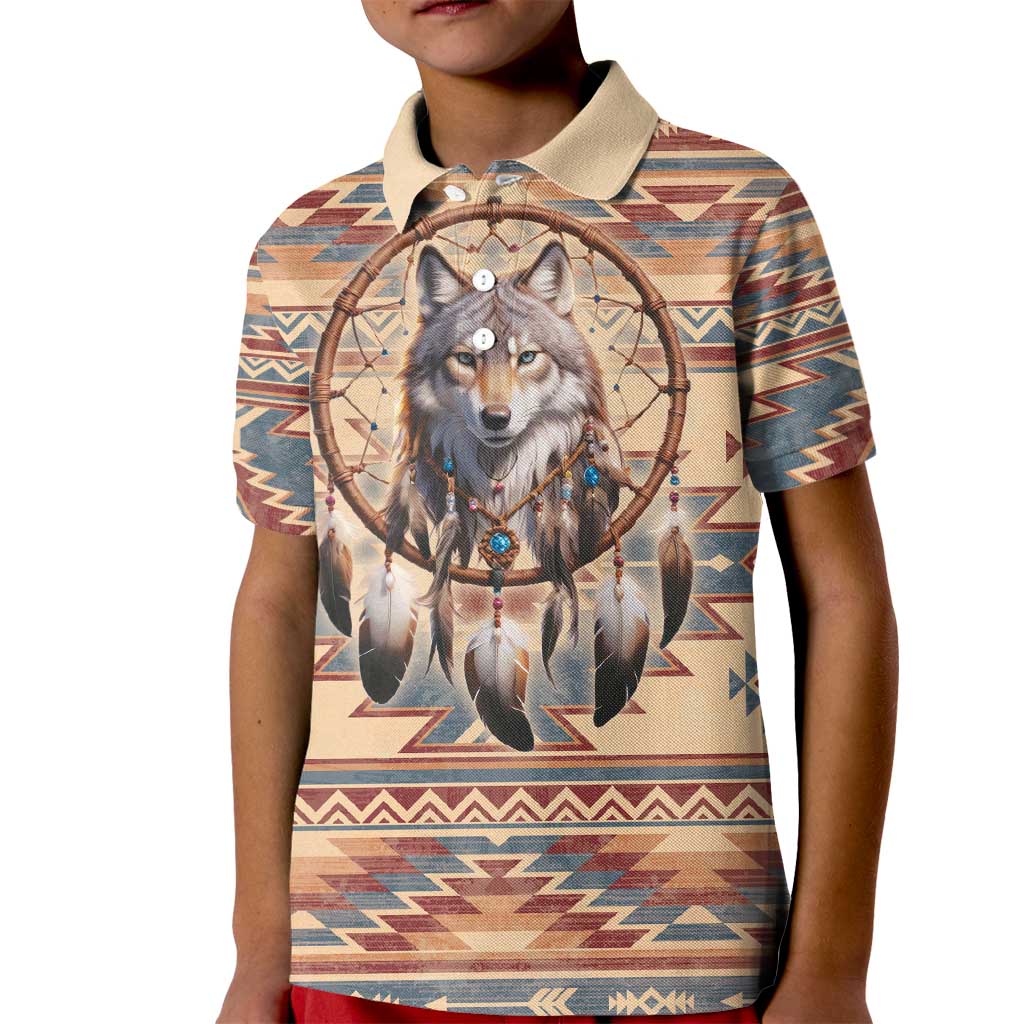 Indigenous Peoples Day Kid Polo Shirt Native American Dream Catcher Wolf Tribal-inspired - Wonder Print Shop