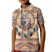 Indigenous Peoples Day Kid Polo Shirt Native American Dream Catcher Wolf Tribal-inspired - Wonder Print Shop