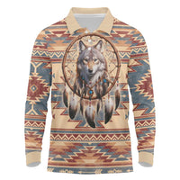 Indigenous Peoples Day Long Sleeve Polo Shirt Native American Dream Catcher Wolf Tribal-inspired - Wonder Print Shop