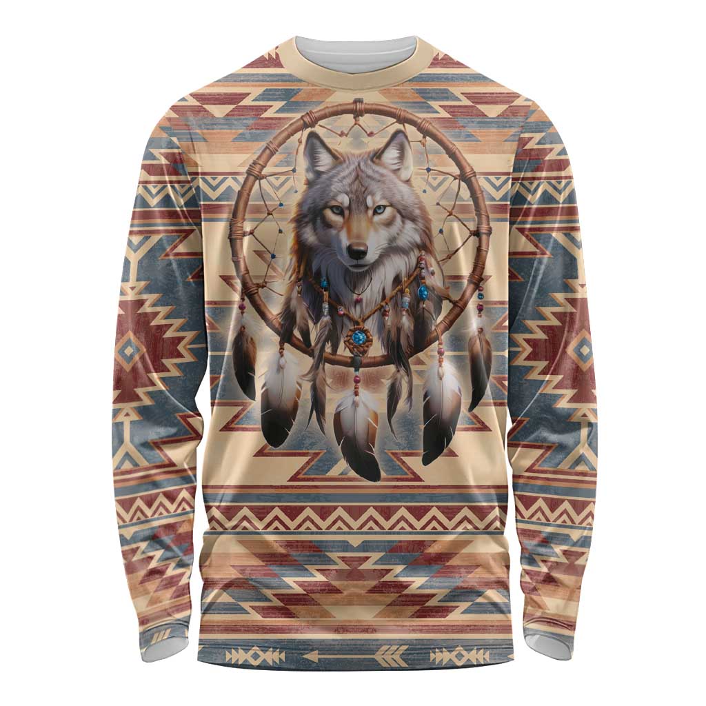 Indigenous Peoples Day Long Sleeve Shirt Native American Dream Catcher Wolf Tribal-inspired - Wonder Print Shop