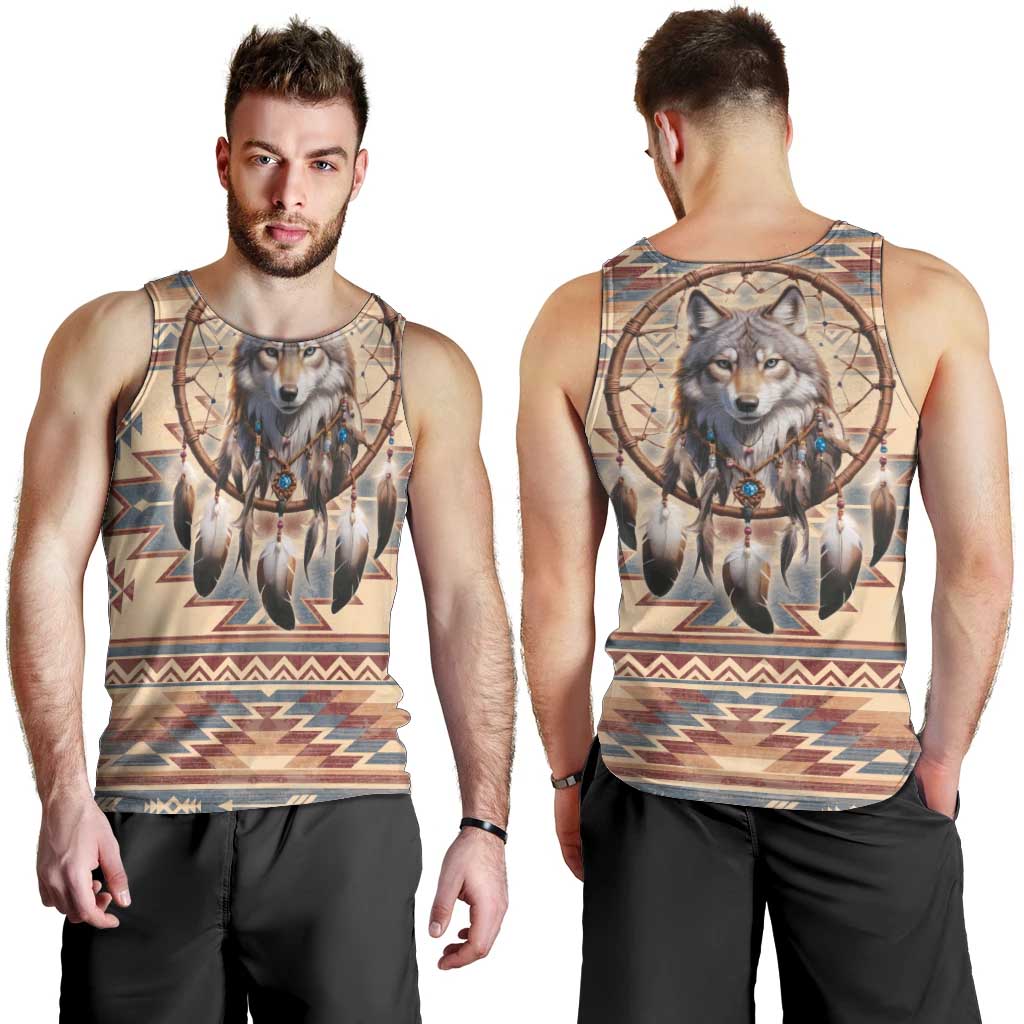 Indigenous Peoples Day Men Tank Top Native American Dream Catcher Wolf Tribal-inspired - Wonder Print Shop