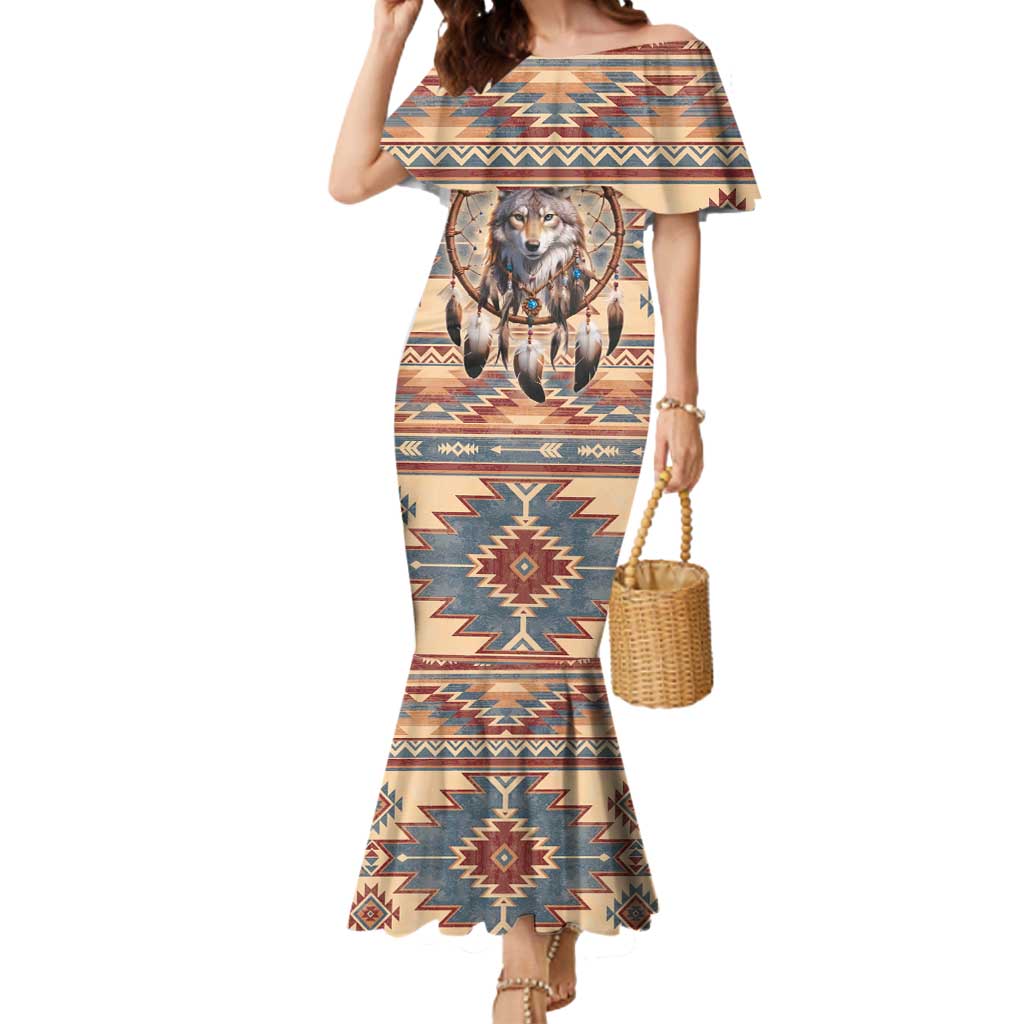 Indigenous Peoples Day Mermaid Dress Native American Dream Catcher Wolf Tribal-inspired - Wonder Print Shop