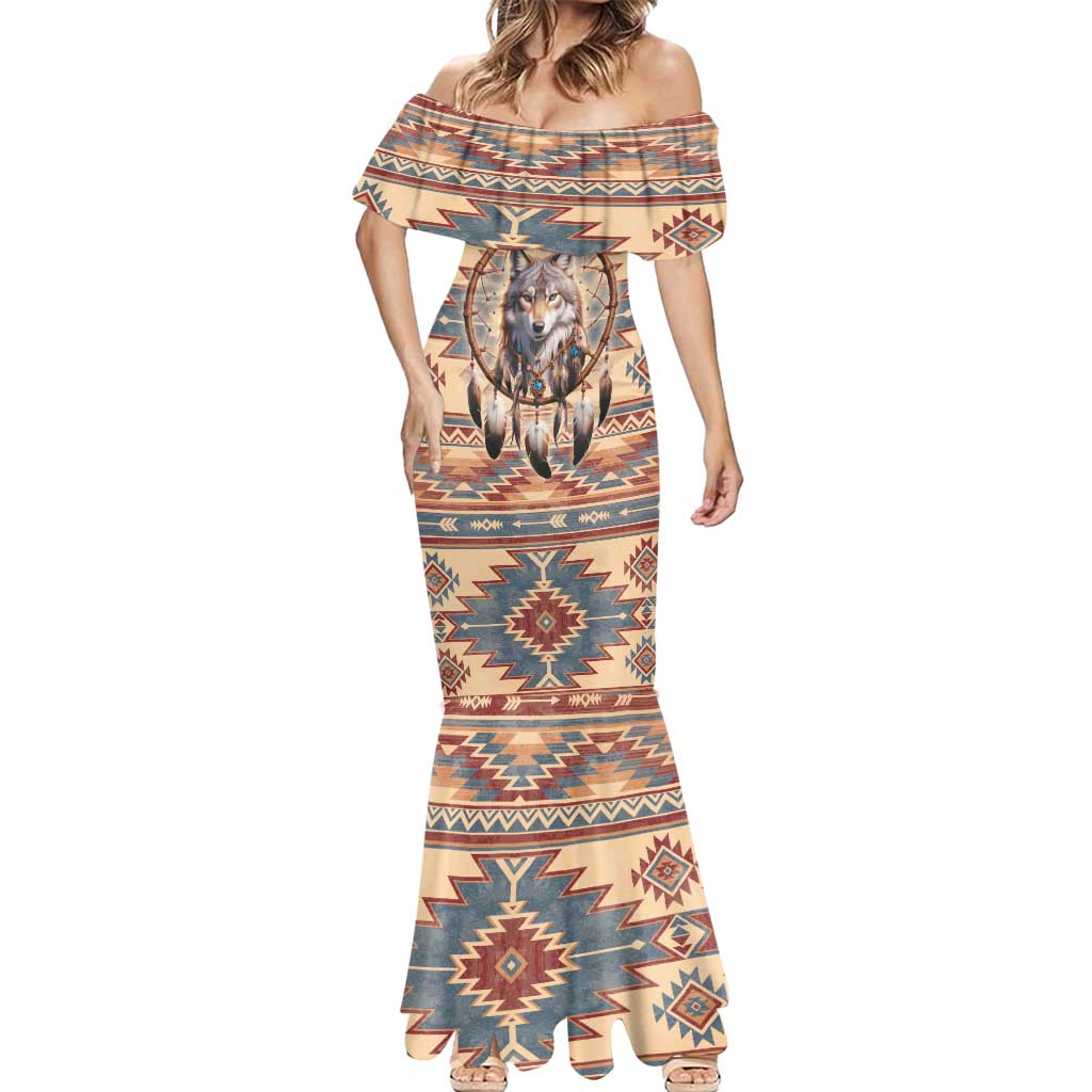 Indigenous Peoples Day Mermaid Dress Native American Dream Catcher Wolf Tribal-inspired - Wonder Print Shop