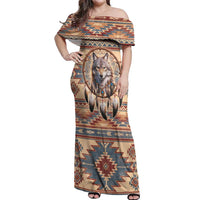 Indigenous Peoples Day Off Shoulder Maxi Dress Native American Dream Catcher Wolf Tribal-inspired - Wonder Print Shop