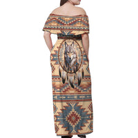 Indigenous Peoples Day Off Shoulder Maxi Dress Native American Dream Catcher Wolf Tribal-inspired - Wonder Print Shop