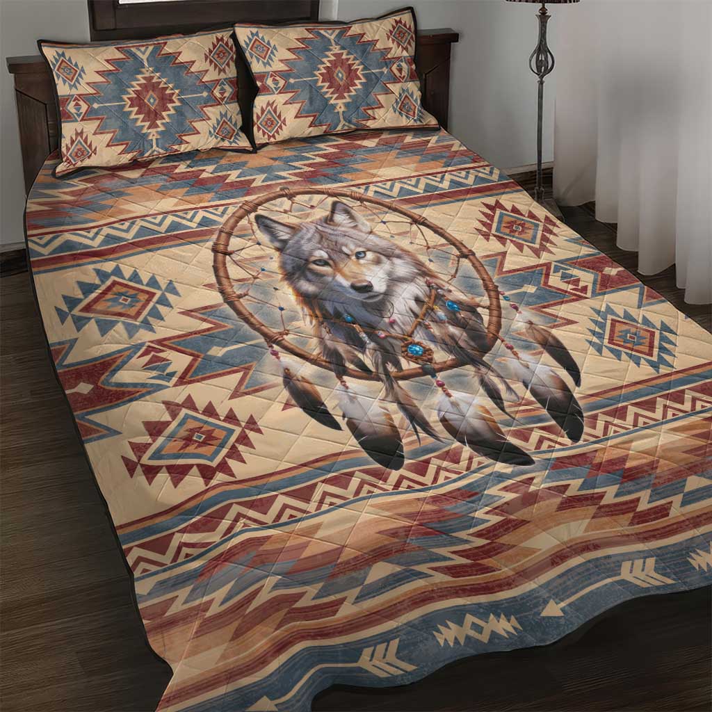 Indigenous Peoples Day Quilt Bed Set Native American Dream Catcher Wolf Tribal-inspired - Wonder Print Shop