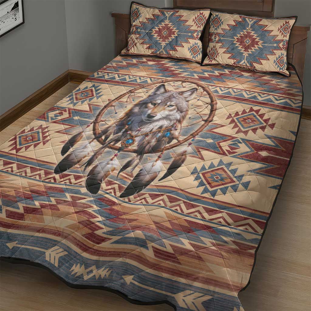 Indigenous Peoples Day Quilt Bed Set Native American Dream Catcher Wolf Tribal-inspired - Wonder Print Shop