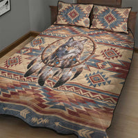Indigenous Peoples Day Quilt Bed Set Native American Dream Catcher Wolf Tribal-inspired - Wonder Print Shop