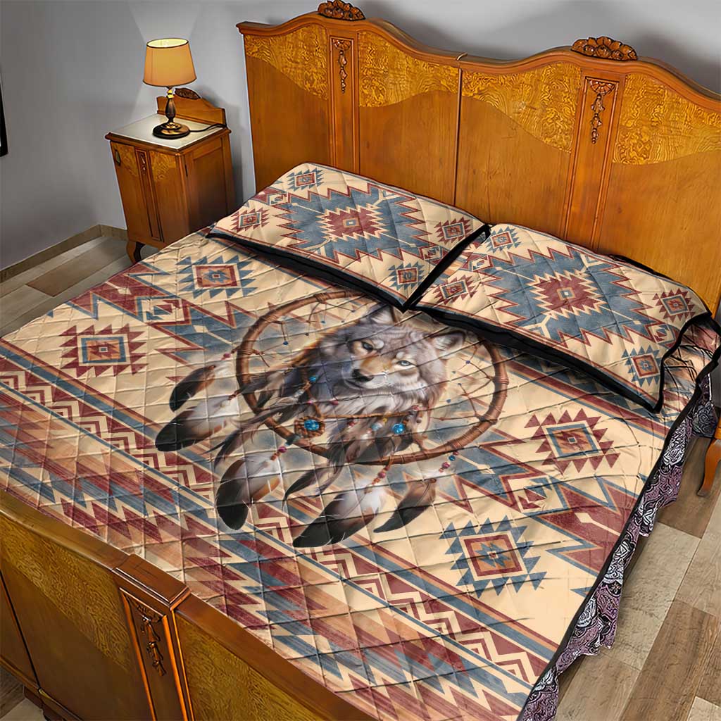 Indigenous Peoples Day Quilt Bed Set Native American Dream Catcher Wolf Tribal-inspired - Wonder Print Shop