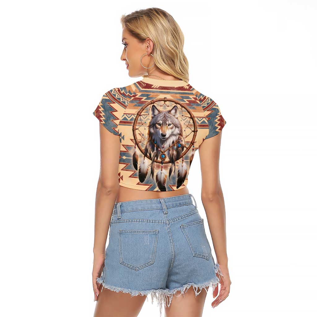 Indigenous Peoples Day Raglan Cropped T Shirt Native American Dream Catcher Wolf Tribal-inspired - Wonder Print Shop
