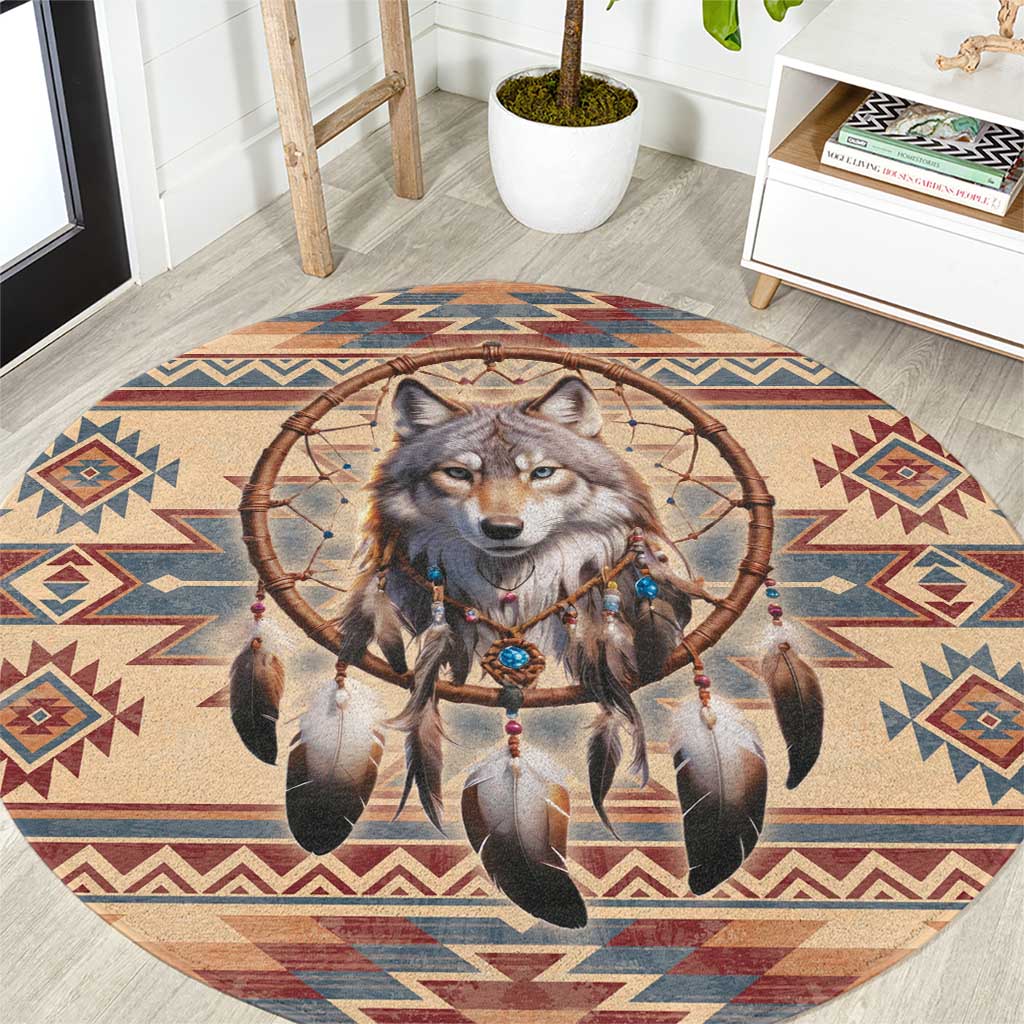 Indigenous Peoples Day Round Carpet Native American Dream Catcher Wolf Tribal-inspired - Wonder Print Shop