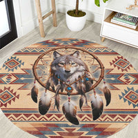 Indigenous Peoples Day Round Carpet Native American Dream Catcher Wolf Tribal-inspired - Wonder Print Shop