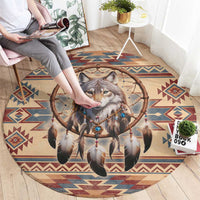 Indigenous Peoples Day Round Carpet Native American Dream Catcher Wolf Tribal-inspired - Wonder Print Shop