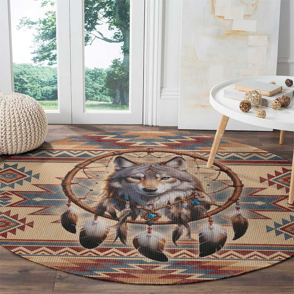 Indigenous Peoples Day Round Carpet Native American Dream Catcher Wolf Tribal-inspired - Wonder Print Shop