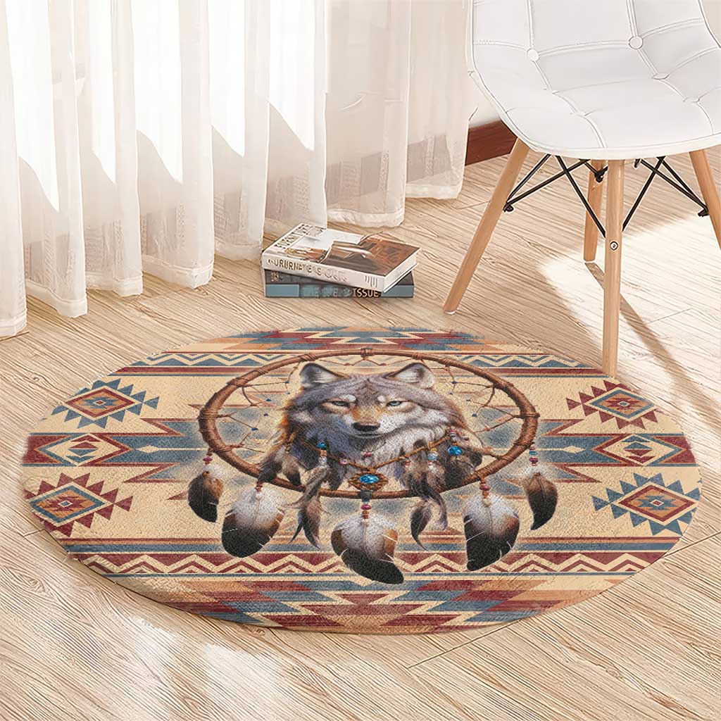 Indigenous Peoples Day Round Carpet Native American Dream Catcher Wolf Tribal-inspired - Wonder Print Shop