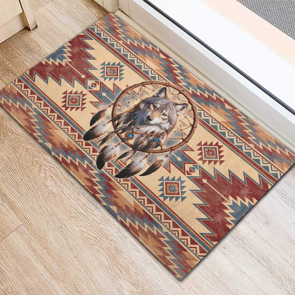 Indigenous Peoples Day Rubber Doormat Native American Dream Catcher Wolf Tribal-inspired - Wonder Print Shop