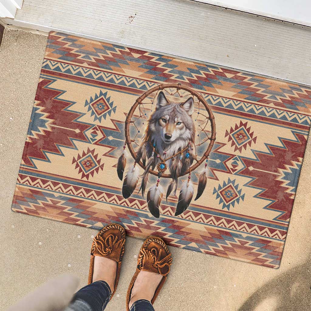 Indigenous Peoples Day Rubber Doormat Native American Dream Catcher Wolf Tribal-inspired - Wonder Print Shop