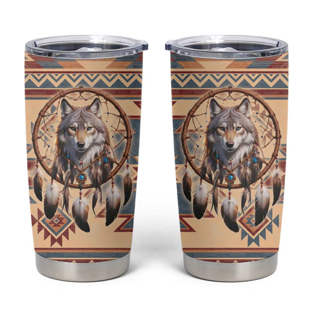 Indigenous Peoples Day Tumbler Cup Native American Dream Catcher Wolf Tribal-inspired - Wonder Print Shop