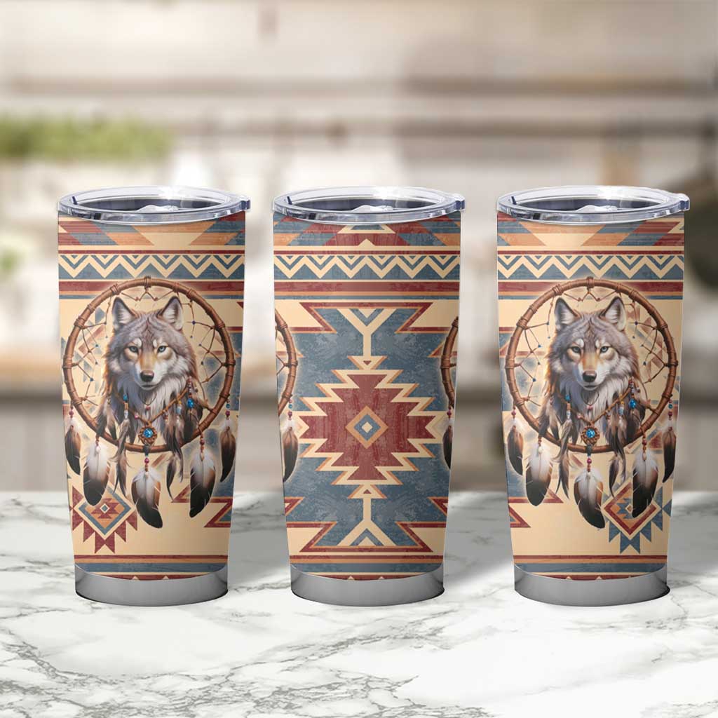 Indigenous Peoples Day Tumbler Cup Native American Dream Catcher Wolf Tribal-inspired - Wonder Print Shop