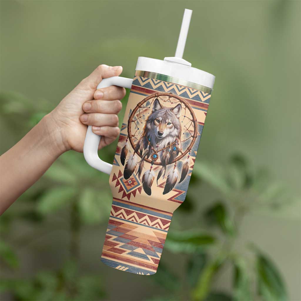 Indigenous Peoples Day Tumbler With Handle Native American Dream Catcher Wolf Tribal-inspired - Wonder Print Shop