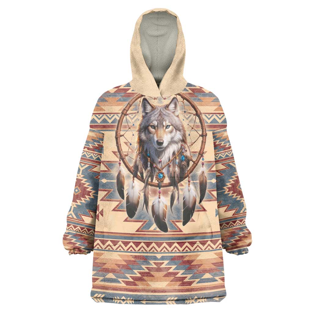 Indigenous Peoples Day Wearable Blanket Hoodie Native American Dream Catcher Wolf Tribal-inspired - Wonder Print Shop