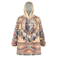 Indigenous Peoples Day Wearable Blanket Hoodie Native American Dream Catcher Wolf Tribal-inspired - Wonder Print Shop