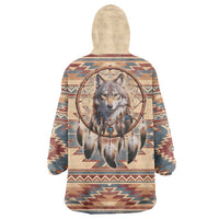 Indigenous Peoples Day Wearable Blanket Hoodie Native American Dream Catcher Wolf Tribal-inspired - Wonder Print Shop