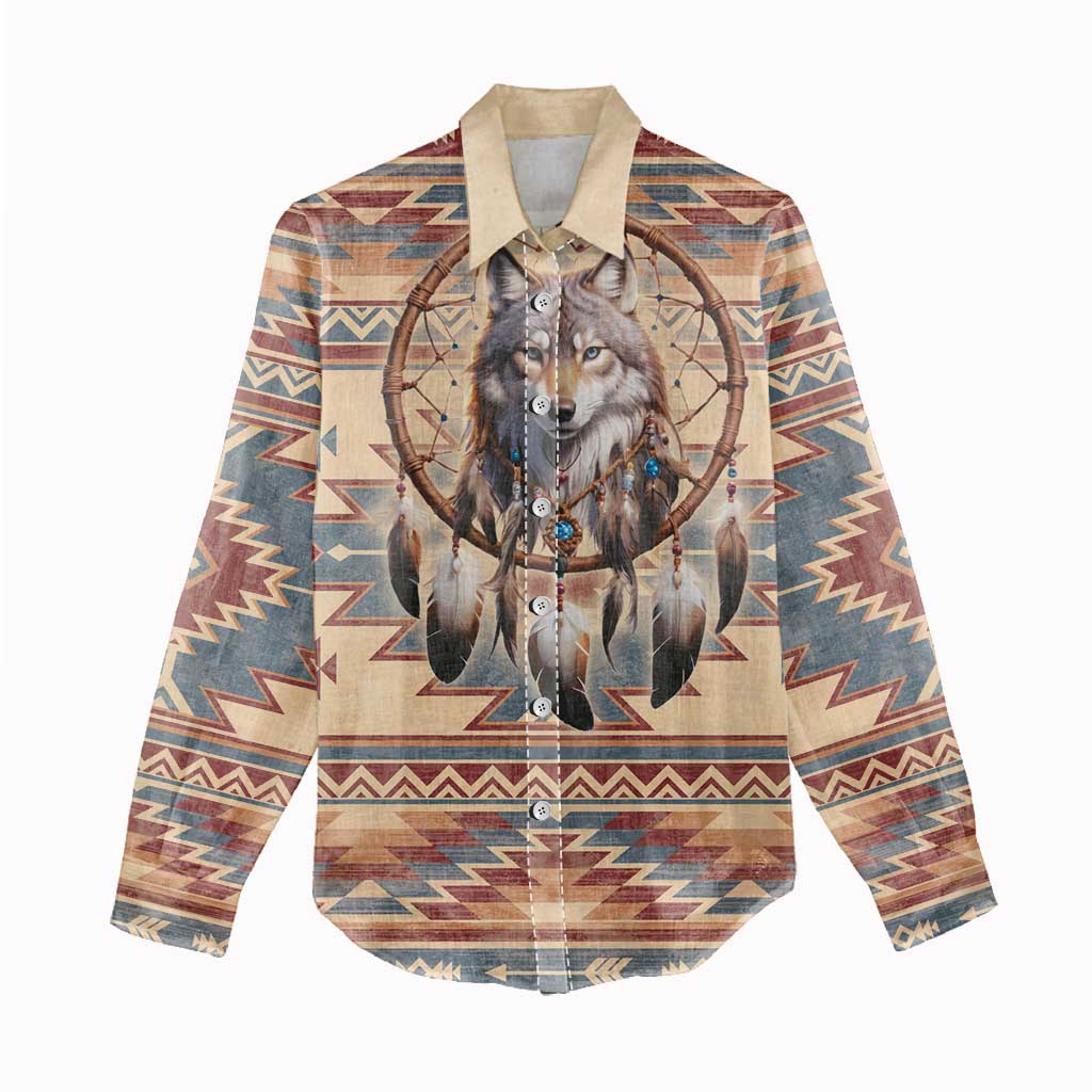 Indigenous Peoples Day Women Casual Shirt Native American Dream Catcher Wolf Tribal-inspired - Wonder Print Shop