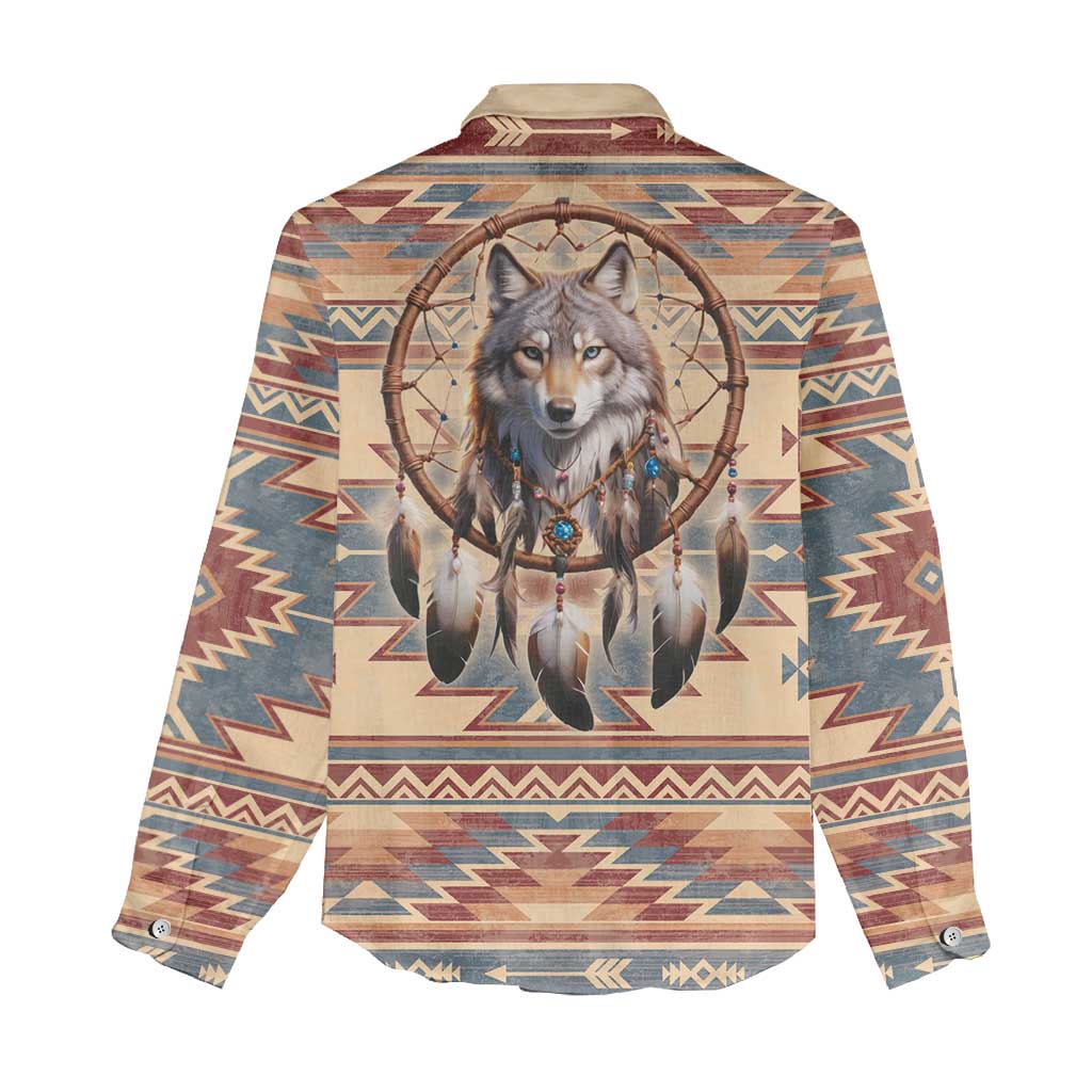 Indigenous Peoples Day Women Casual Shirt Native American Dream Catcher Wolf Tribal-inspired - Wonder Print Shop