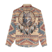 Indigenous Peoples Day Women Casual Shirt Native American Dream Catcher Wolf Tribal-inspired - Wonder Print Shop