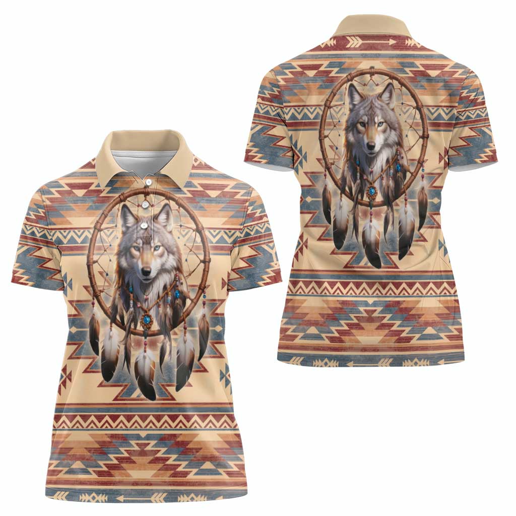 Indigenous Peoples Day Women Polo Shirt Native American Dream Catcher Wolf Tribal-inspired - Wonder Print Shop