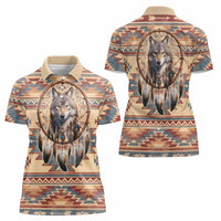 Indigenous Peoples Day Women Polo Shirt Native American Dream Catcher Wolf Tribal-inspired - Wonder Print Shop