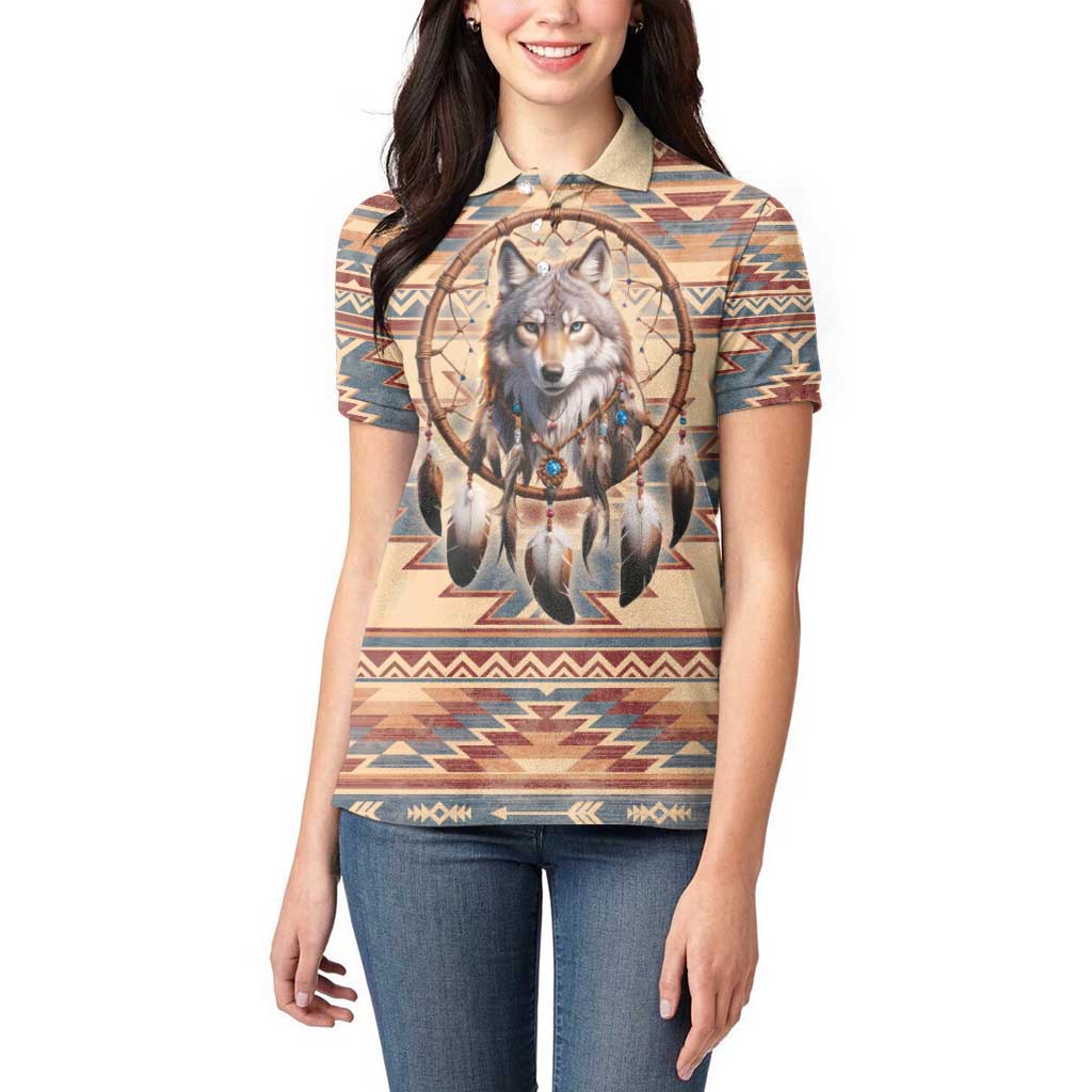 Indigenous Peoples Day Women Polo Shirt Native American Dream Catcher Wolf Tribal-inspired - Wonder Print Shop