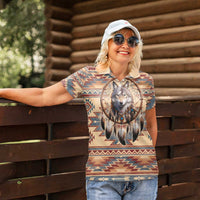 Indigenous Peoples Day Women Polo Shirt Native American Dream Catcher Wolf Tribal-inspired - Wonder Print Shop