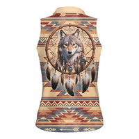 Indigenous Peoples Day Women Sleeveless Polo Shirt Native American Dream Catcher Wolf Tribal-inspired - Wonder Print Shop