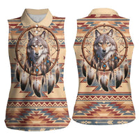 Indigenous Peoples Day Women Sleeveless Polo Shirt Native American Dream Catcher Wolf Tribal-inspired - Wonder Print Shop