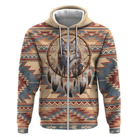Indigenous Peoples Day Zip Hoodie Native American Dream Catcher Wolf Tribal-inspired - Wonder Print Shop