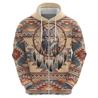 Indigenous Peoples Day Zip Hoodie Native American Dream Catcher Wolf Tribal-inspired - Wonder Print Shop