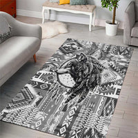 Indigenous Peoples Day Area Rug Native American Wolf with Dreamcatcher - Wonder Print Shop
